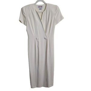 Maggy London Cream Double Breasted Wrap Maxi Dress Size 4
